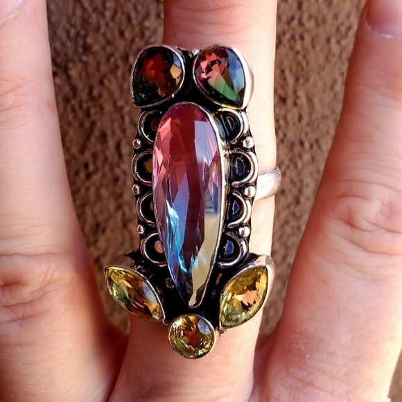 New Bi-Color Tourmaline & Citrine 925 Silver Ring. - Picture 3 of 14
